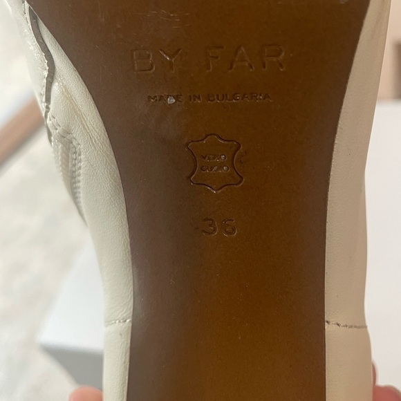 By Far Sofia Boots Off White Heeled Ankle Boot Leather Size 36 Women’s 5.5 - Picture 7 of 14